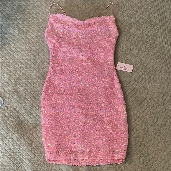 Sequin Pink Dress - Picture 2 of 3